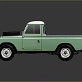 Vintage Green Pickup Truck With White Roof Spare Tire Round Headlights And Open Bed