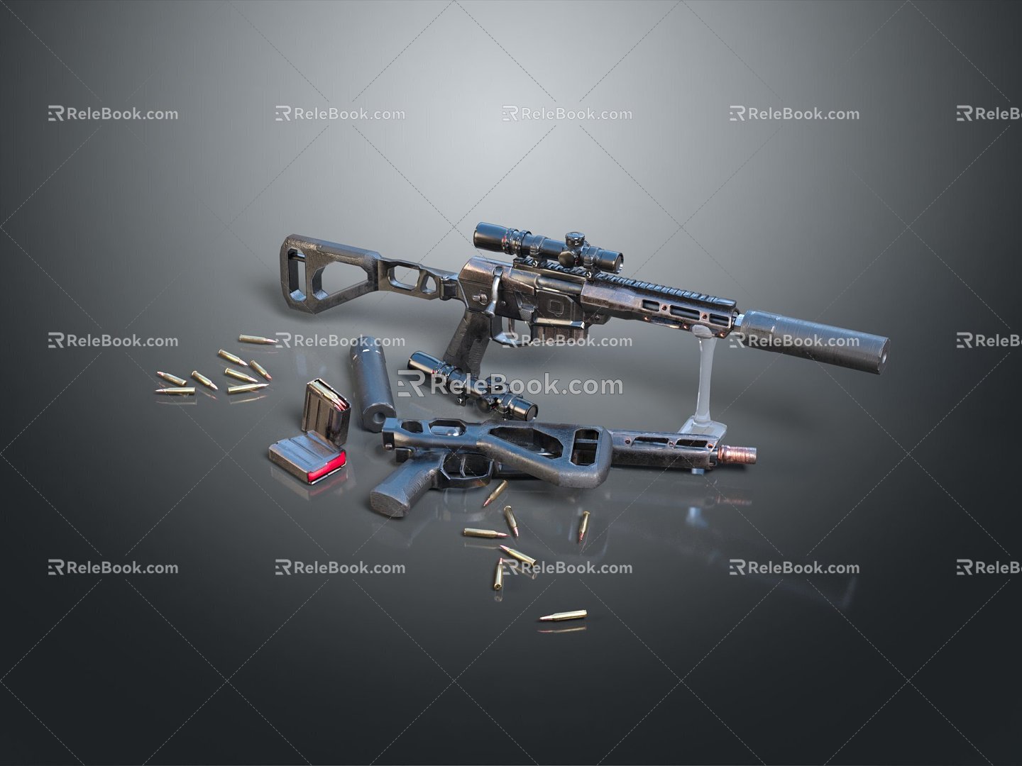 Modern sniper rifle bullet sight sniper rifle 3d model