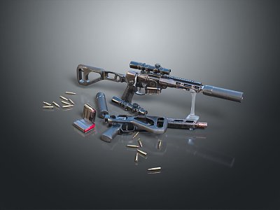 Modern sniper rifle bullet sight sniper rifle 3d model