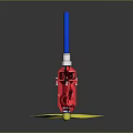 Colorful Toy Propeller Device With Red Body Yellow Blades And Blue Handle Design