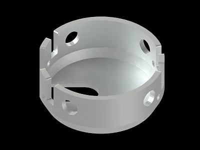 Silver Circular Industrial Metal Component With Holes And Protruding Structures 3d model