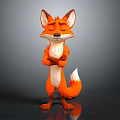 3D Rendered Cartoon Fox Standing With Crossed Arms White Belly And Bushy Tail