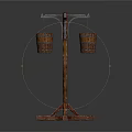 Handmade Vintage Iron Craft Three Legged Stand with Hanging Wooden Buckets
