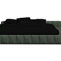 Modern Green Upholstered Double Bed With Black Mattress And Panel Design 3d model