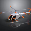Aerospace Exploration Helicopter Featuring White Body Orange Accents Rotor And Landing Gear
