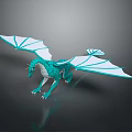 Fantasy Teal Dragon 3D Model With White Wings And Detailed Scales
