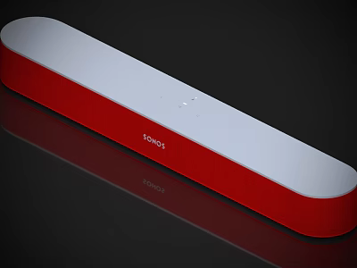 Sonos Red And White Soundbar Audio Speaker With Sleek Bar Design For Home Audio 3d model