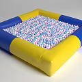Inflatable Play Equipment Kids Ball Pit with Blue and Yellow Borders Filled with Colorful Balls