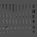 Display Of Assorted Metal Fasteners Screws Bolts Nuts Washers And Hinges