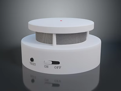 White Circular Computer Accessory With Mesh Design And TEST ON OFF Control Buttons 3d model
