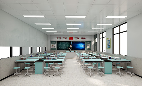 Modern Classroom School Laboratory Room 3d model