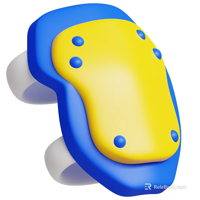 Children's Protective Knee Pads With Yellow Blue Design And Blue Dots 3d model 