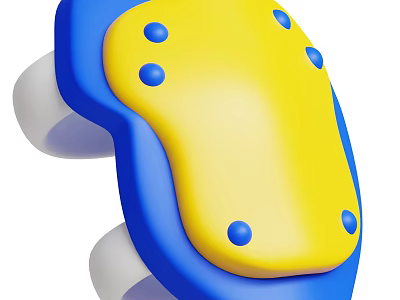 Children's Protective Knee Pads With Yellow Blue Design And Blue Dots 3d model