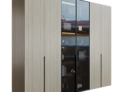 Elegant Modern Chest Of Drawers With Glass Door Panels And Wooden Frame Details 3d model