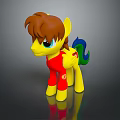 Cute Toy Pony With Brown Mane Yellow Body Red Outfit And Blue Green Tail