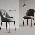 Poliform Modern Dining Chairs Light Gray And Brown With Curved Backrest Black Legs Golden Feet