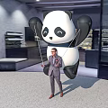 Giant Inflatable Panda Figure For Outdoor Promotional Event