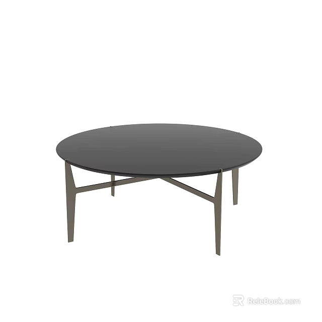 Round Black Coffee Table With Stylish Metal Legs And Modern Design 3d model