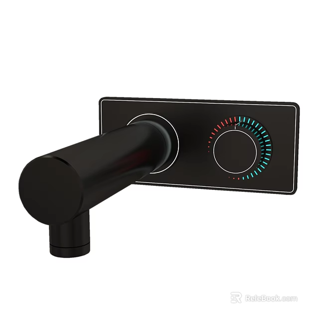 Modern Black Bathroom Faucet With Temperature Control Knobs And Sleek Panel Design 3d model