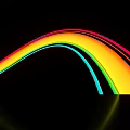 Colorful Rainbow Wavy Curved Lines Abstract Design On Black Background With Reflection