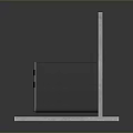 Vintage Gray TV Displayed On Concrete Stand With Textured Background Wall