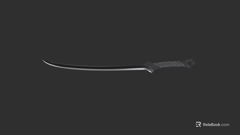 Sharp Metal Sword With Long Blade And Textured Handle Design 3d model 