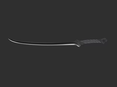 Sharp Metal Sword With Long Blade And Textured Handle Design 3d model
