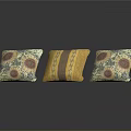 Decorative Home Pillows With Sunflower Patterns And Striped Design In Yellow Beige Tones