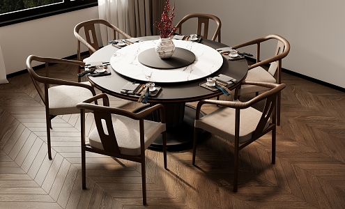 New Chinese Dining Table and Chair Combination 3d model