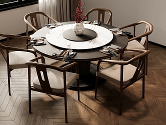 New Chinese Dining Table and Chair Combination 3d model