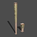 Outdoor Garden Lights Featuring Decorative Leaf Patterns On Tall And Short Lamp Posts 3d model