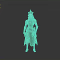 Detailed Mechanical Character In Brown Robes With Metallic Parts And Hat