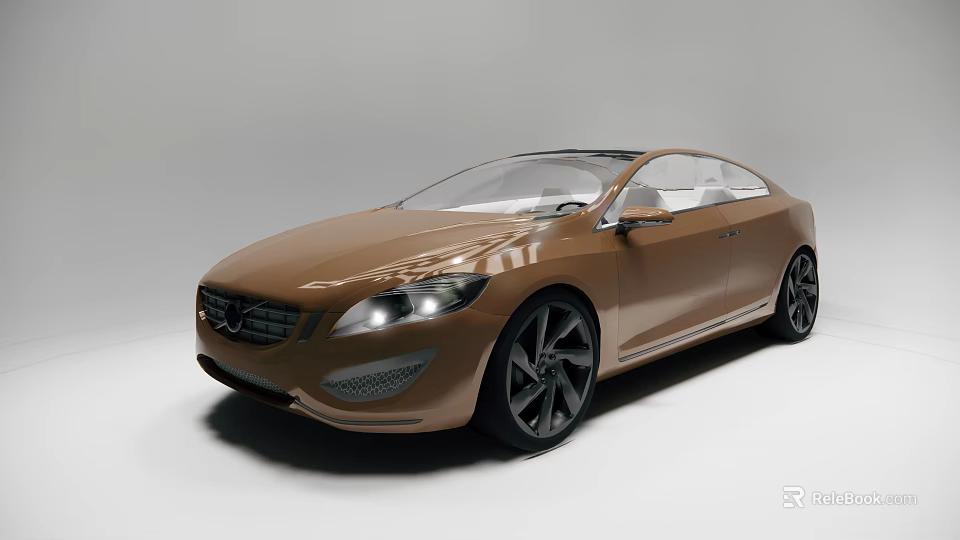 Brown Volvo Sedan With Sleek Modern Exterior Stylish Headlights And Black Wheels 3d model 