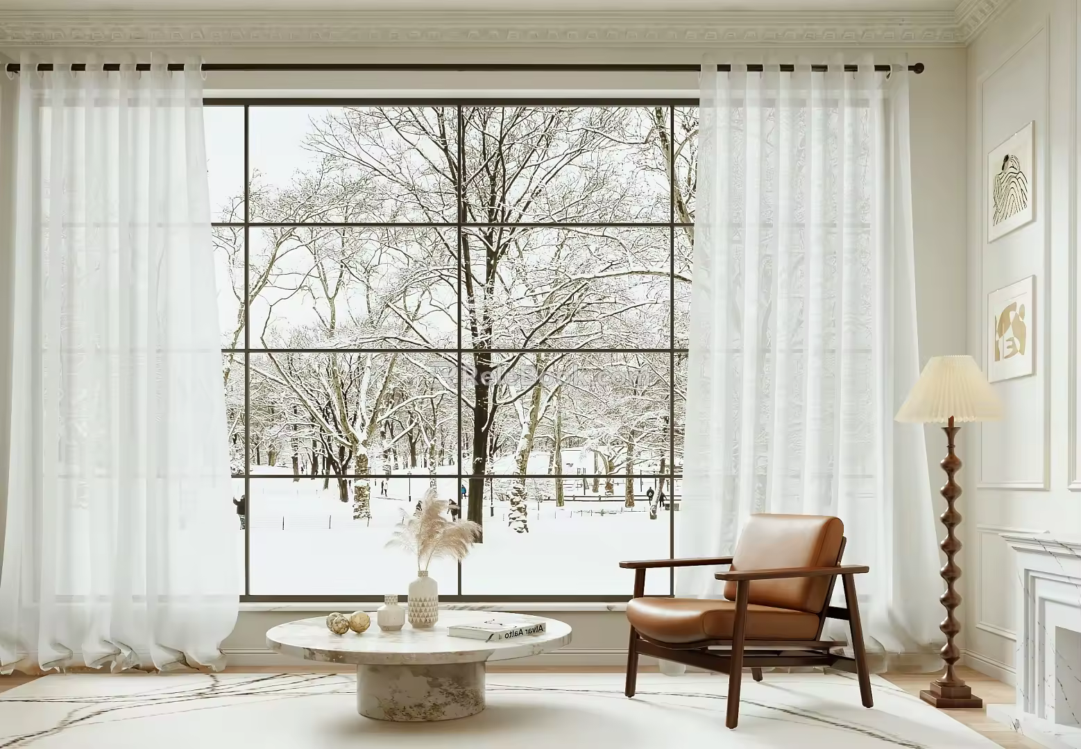 French Curtain Fabric Curtain 3d model