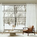 French Curtain Fabric Curtain 3d model