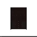 Dark Brown Wooden Storage Cabinet With Open Shelves Drawers And Glass Doors