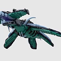 Building Block Mechanical Dragon Model With Dark And Teal Bricks And Mechanical Wings