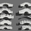 Various White Stone Bridge Models With Different Arch And Railing Designs 3d model