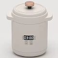 Modern White Electric Pressure Cooker Kitchen Appliance With Digital Display And Brown Knob