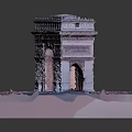 Scenic Arc de Triomphe Model Displayed On Purple Blue Gradient Base With Detailed Design