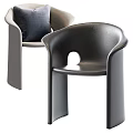 Modern Leisure Chairs Gray and Black with Cushion and Round Cutout Design