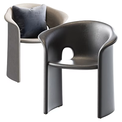 Modern Leisure Chairs Gray and Black with Cushion and Round Cutout Design 3d model