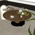 Modern Italian Style Coffee Table Light Luxury Coffee Table Mother Coffee Table Round Coffee Table Ornaments Fluffy Carpet 3d model
