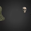 Medical Device Green Hooded Skull Model for Educational and Display Applications