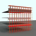 Contemporary Building Facade Featuring Glass Curtain Wall And Horizontal Metal Frames