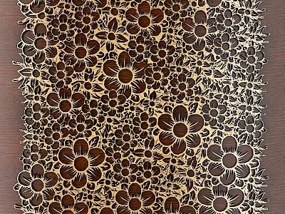 Intricate Carved Floral Patterns On Wooden Decorative Panel With Detailed Design 3d model
