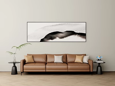 Modern three-seat sofa leather sofa 3d model