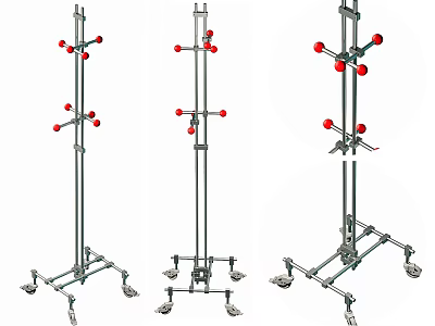 Sturdy Metal Shelving Unit With Red Knobs Adjustable Design And Rolling Wheels 3d model