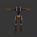 Industrial Robot Orange And Black Mechanical Structure With Extended Arms And Joints