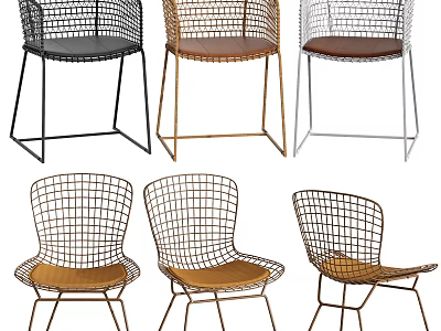 Modern Outdoor Chairs Featuring Metal Mesh Design Leather Seats And Various Colors 3d model